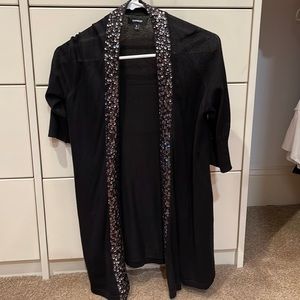 Black Sequin Sz S Express Open Sweater